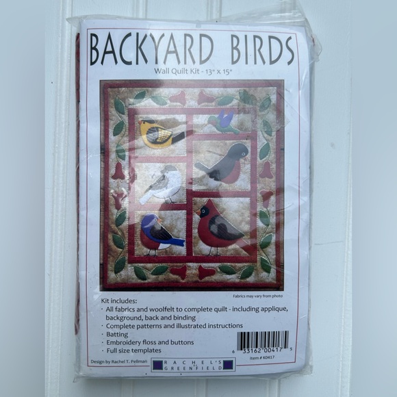 Rachel of Greenfield’s Backyard Birds Wall Quilt Kit 13x15 New in Package - Picture 1 of 6